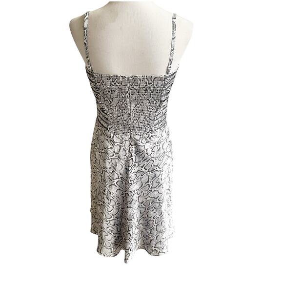 Cache Y2K Snakeprint Mini Skater Dress NWT Smocked Size 4 Satin Reptile Print - Picture 4 of 13